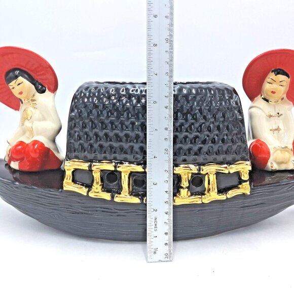 Fuhry and Sons Ceramic Oriental Asian Boat TV Lamp Works Well 1950s Vintage - Picture 14 of 16